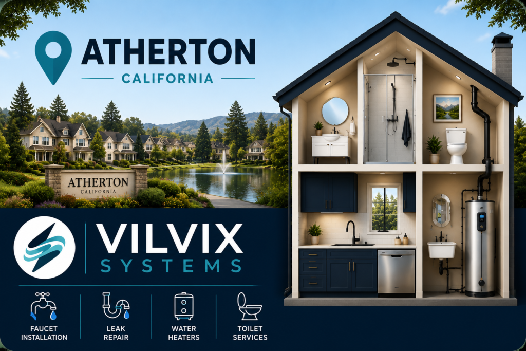 Plumbing services in Atherton, CA – VILVIX Systems city service area
