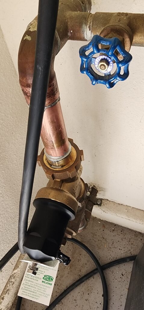Pressure reducing valve installed on copper water line